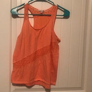 Orange Tank w/ Floral Details